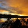 Maravilhoso pôr-do-sol nos alagados entre Roraima e Amazonas